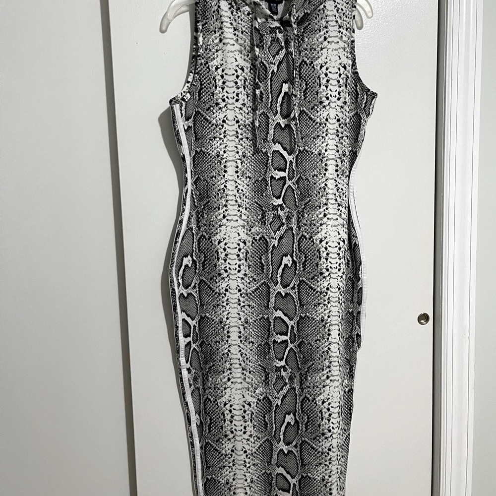 Snakeskin hooded dress